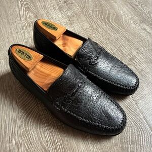 Moreschi Black Pebble Grain Leather Loafers – Made in Italy Men’s Size 7.5